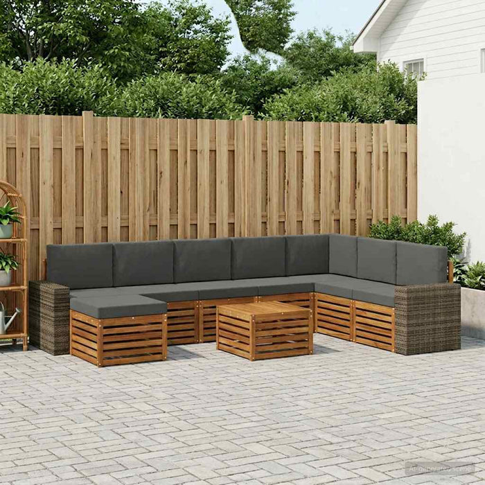 Set de canapele de exterior cu pernă 9 pcs Natural și Antracit WALTI