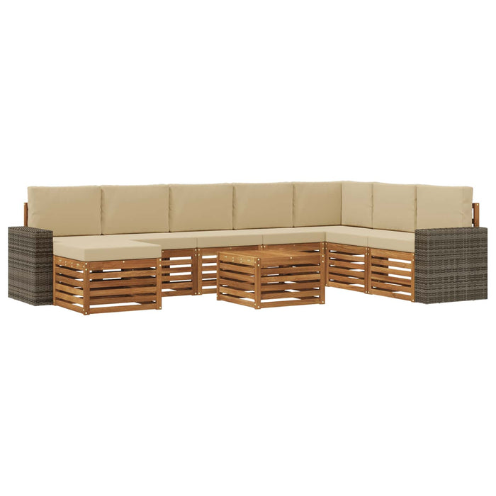 Set de canapele de exterior cu pernă 9 pcs Natural și Bej WALTI