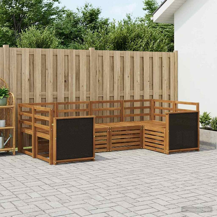 Set canapea sectională 5 pcs natural Lemn Solid de Acacia WALTI