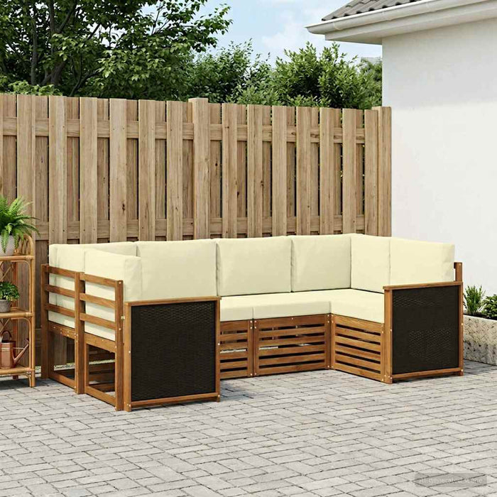 Set canapea sectională cu pernă 5 pcs Natural și Crem WALTI