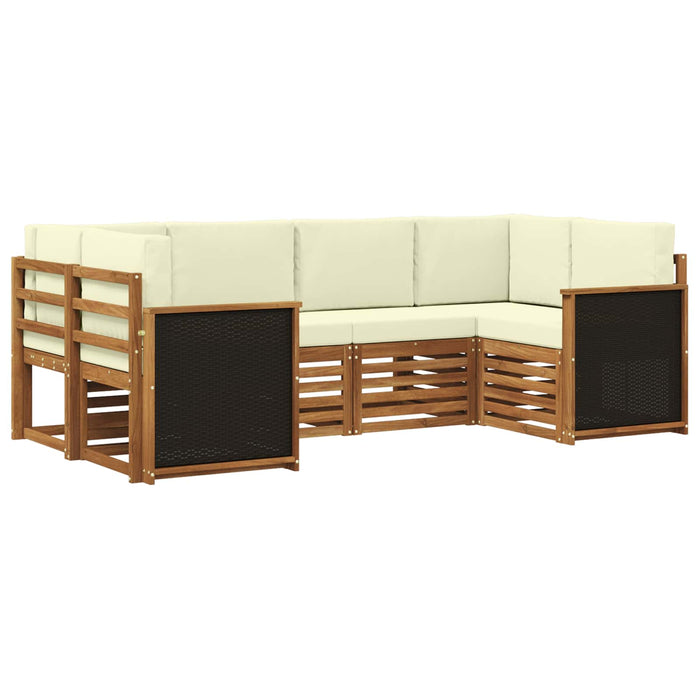 Set canapea sectională cu pernă 5 pcs Natural și Crem WALTI