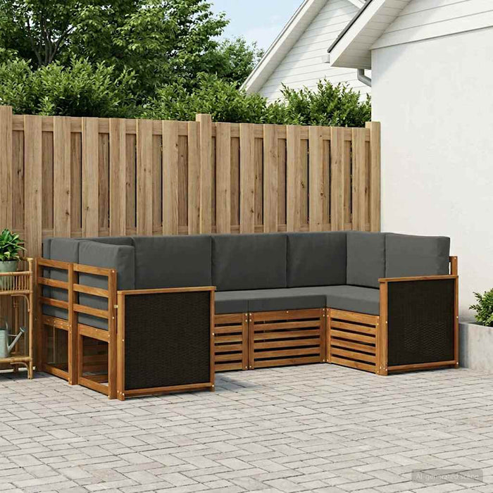 Set canapea sectională cu pernă 5 pcs Natural și Antracit WALTI