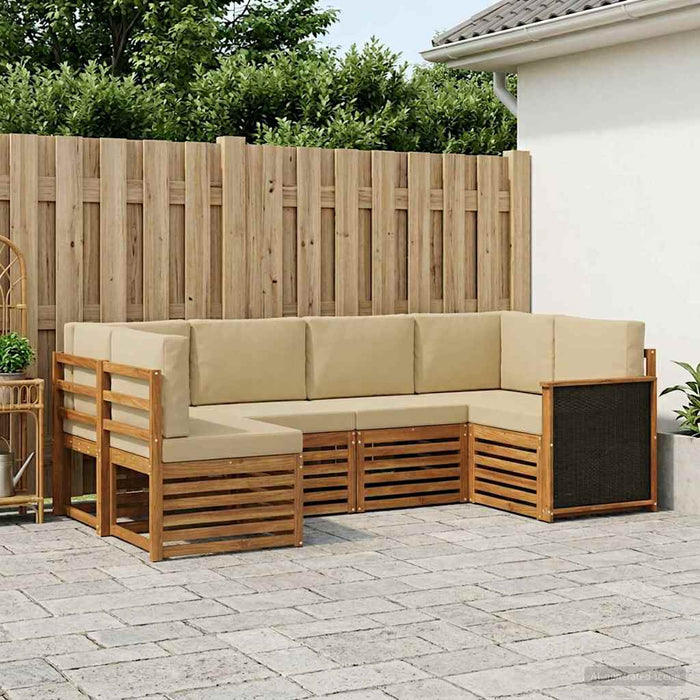 Set canapea sectională cu pernă 5 pcs natural WALTI