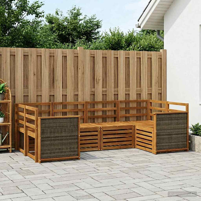 Set canapea sectională 5 pcs natural Lemn Solid de Acacia WALTI