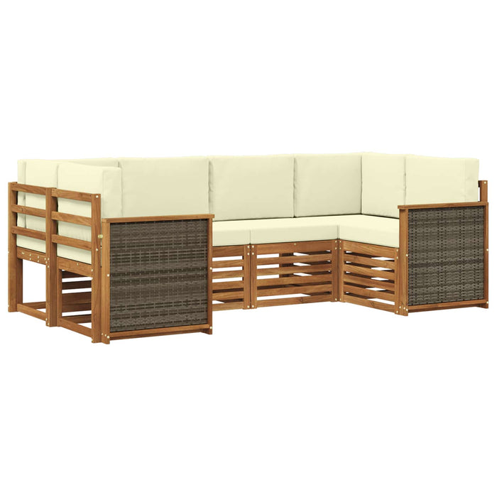 Set canapea sectională cu pernă 5 pcs Natural și Crem WALTI