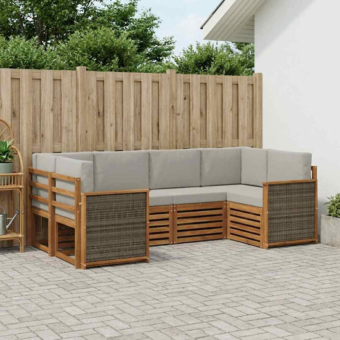 Set canapea sectională cu pernă 5 pcs Natural și gri deschis WALTI