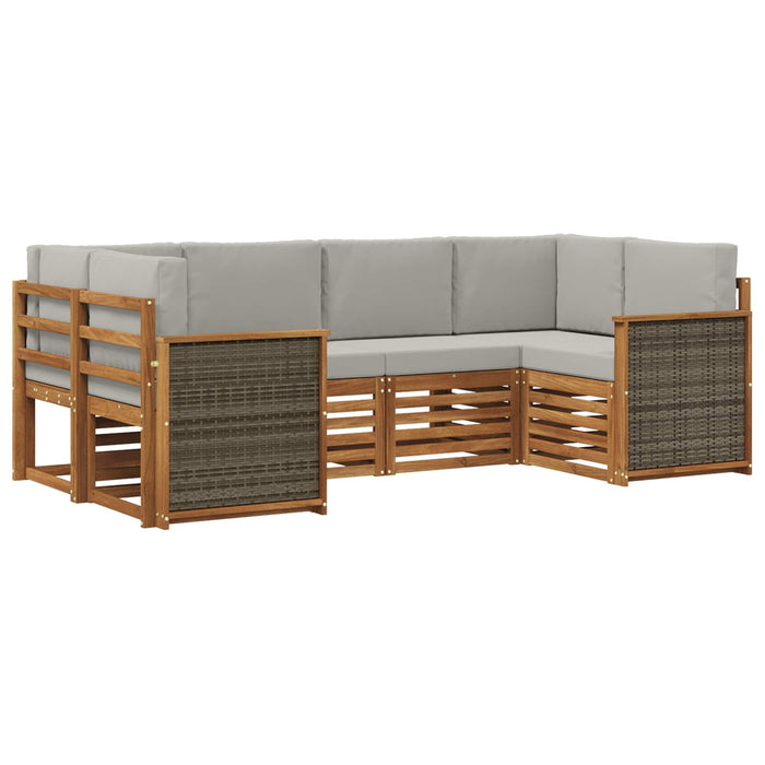 Set canapea sectională cu pernă 5 pcs Natural și gri deschis WALTI