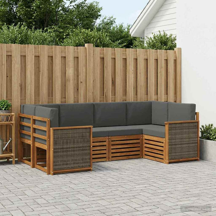Set canapea sectională cu pernă 5 pcs Natural și Antracit WALTI