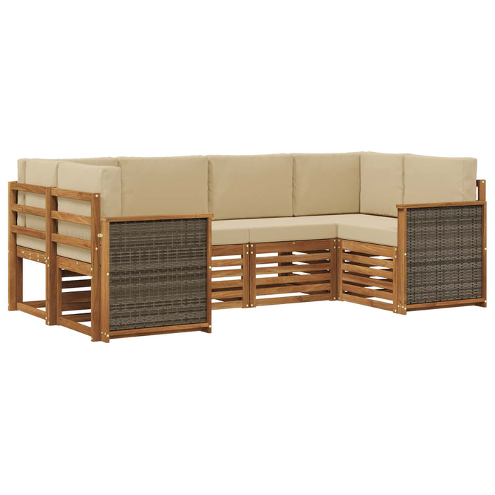 Set canapea sectională cu pernă 5 pcs natural WALTI
