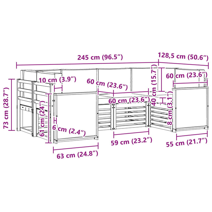 Set canapea sectională cu pernă 5 pcs Natural și Crem WALTI