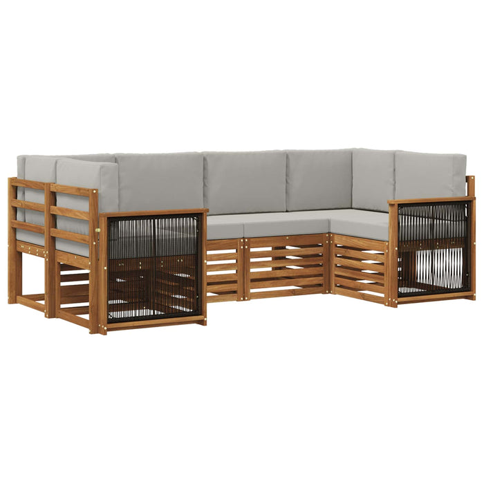 Set canapea sectională cu pernă 5 pcs Natural și gri deschis WALTI