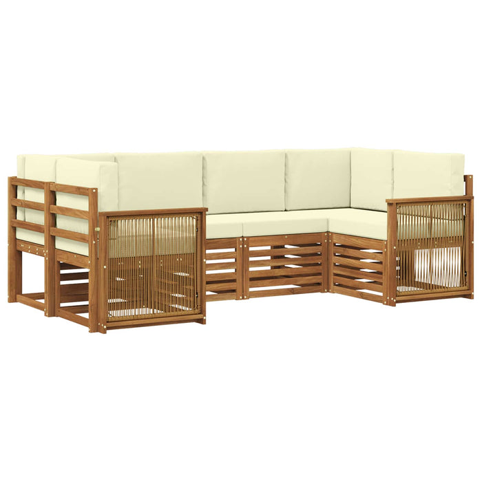 Set canapea sectională cu pernă 5 pcs Natural și Crem WALTI