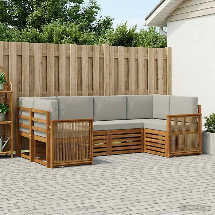 Set canapea sectională cu pernă 5 pcs Natural și gri deschis WALTI
