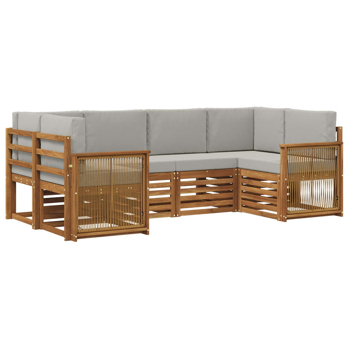 Set canapea sectională cu pernă 5 pcs Natural și gri deschis WALTI