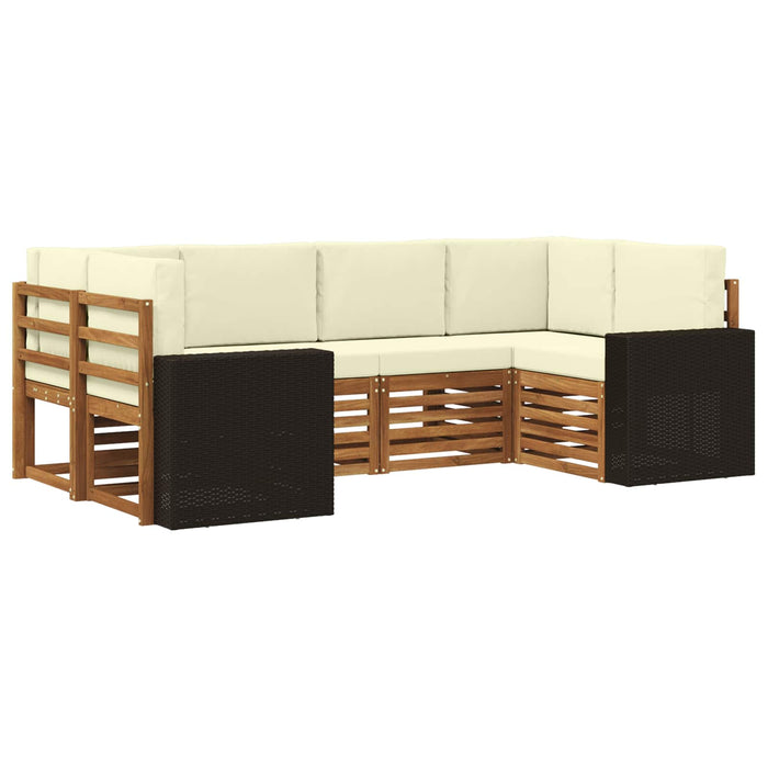 Set canapea sectională cu pernă 6 pcs Natural și Crem Poliester WALTI