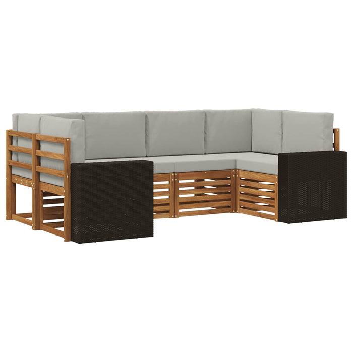 Set canapea sectională 6 pcs Natural și gri deschis Poliester WALTI