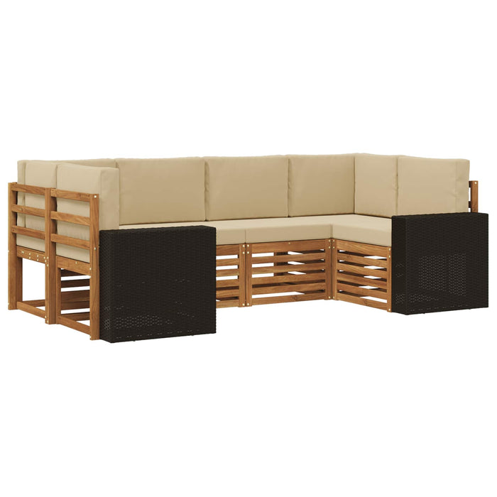 Set canapea sectională cu pernă 6 pcs Natural și Bej Poliester WALTI