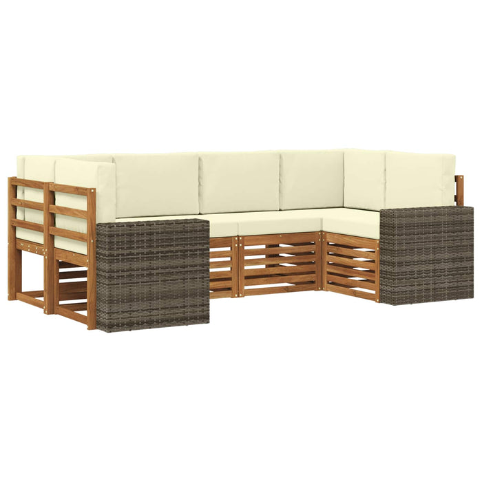 Set canapea sectională cu pernă 6 pcs Natural și Crem Poliester WALTI