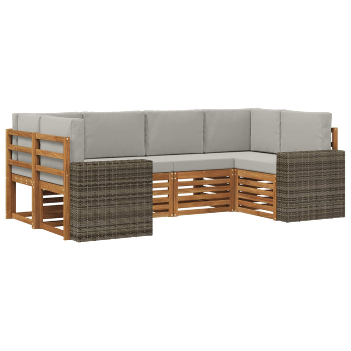 Set canapea sectională 6 pcs Natural și gri deschis Poliester WALTI