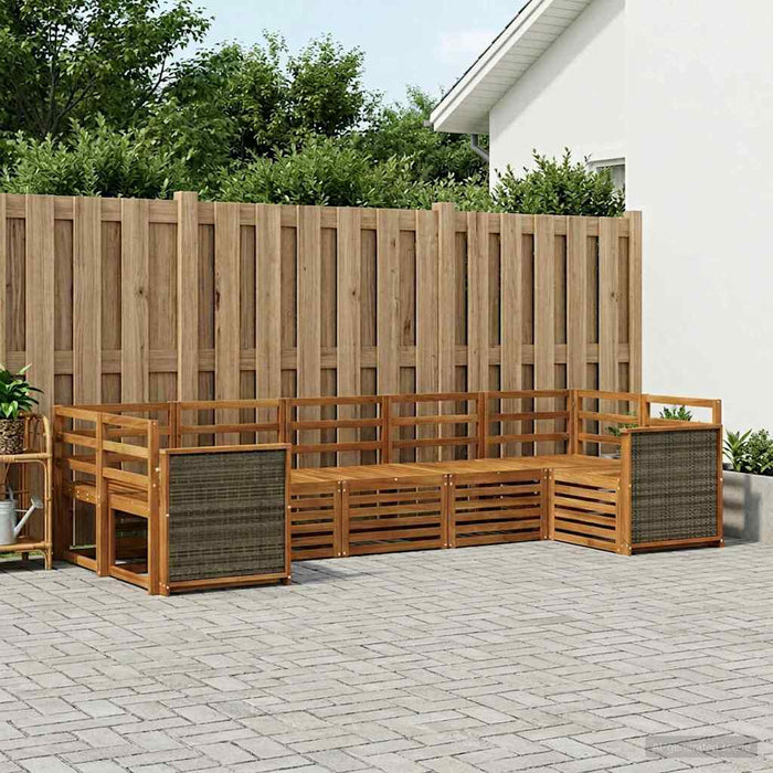 Set canapea sectională 6 pcs natural Lemn Solid de Acacia WALTI