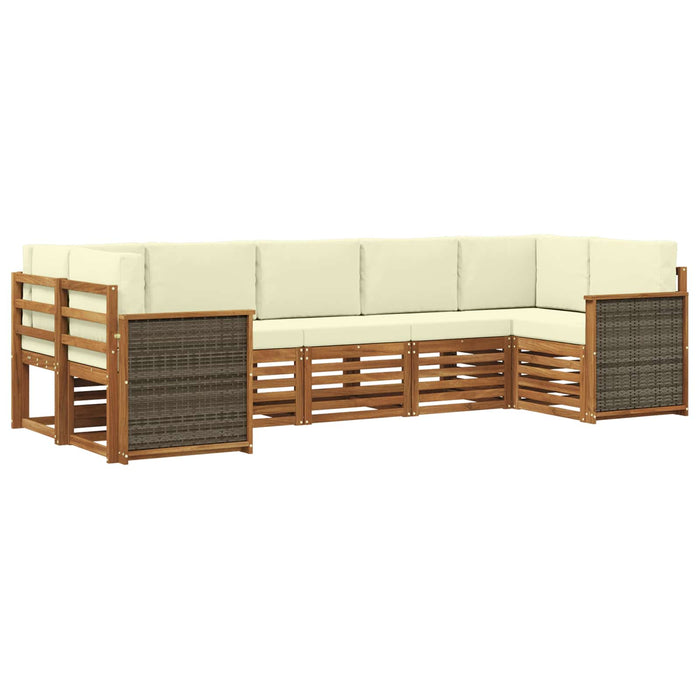 Set canapea sectională cu pernă 6 pcs Natural și Crem WALTI