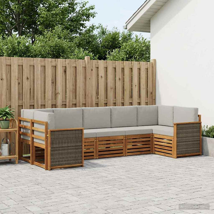 Set canapea sectională cu pernă 6 pcs Natural și gri deschis - WALTI WALTI