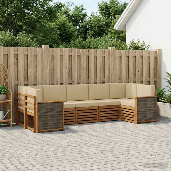 Set canapea sectională cu pernă 6 pcs natural WALTI