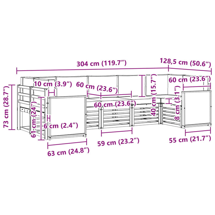 Set canapea sectională cu pernă 6 pcs natural WALTI