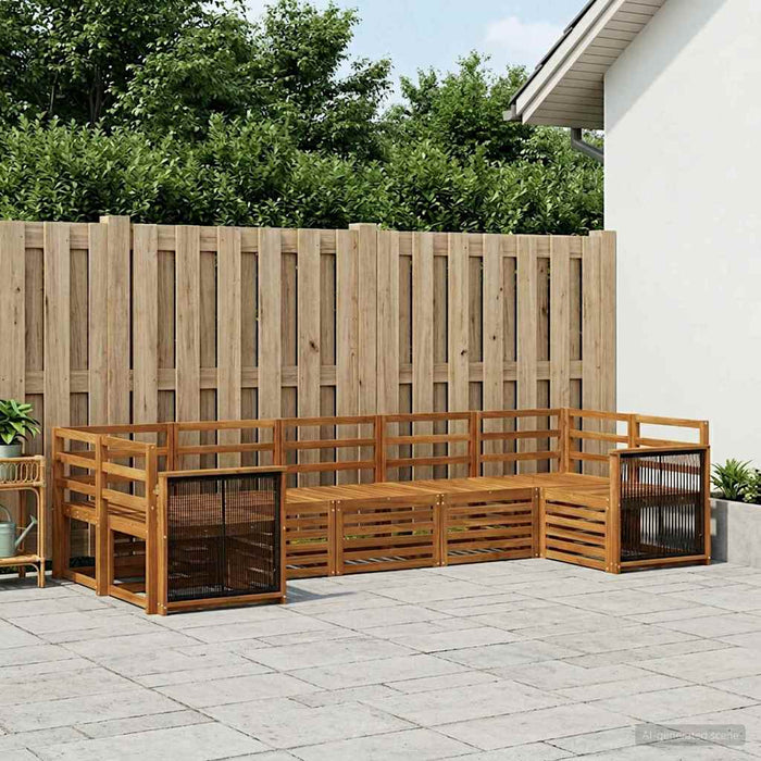 Set canapea sectională 6 pcs natural Lemn Solid de Acacia WALTI