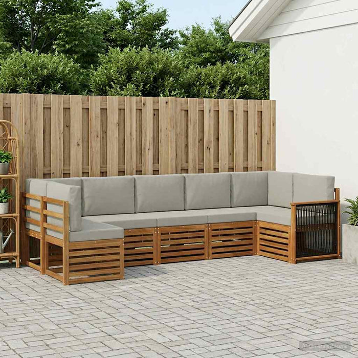 Set canapea sectională cu pernă 6 pcs Natural și gri deschis - WALTI WALTI