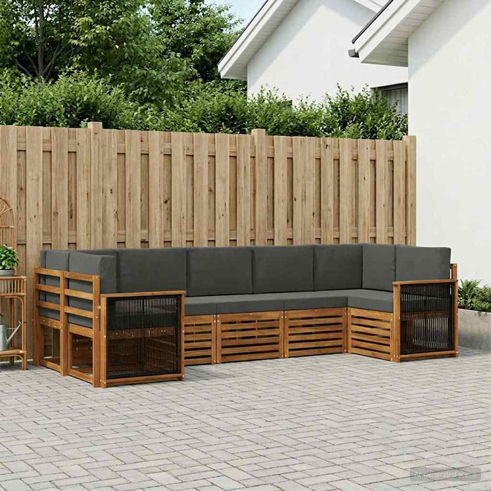 Set canapea sectională cu pernă 6 pcs Natural și Antracit WALTI