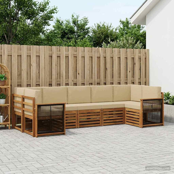 Set canapea sectională cu pernă 6 pcs natural WALTI