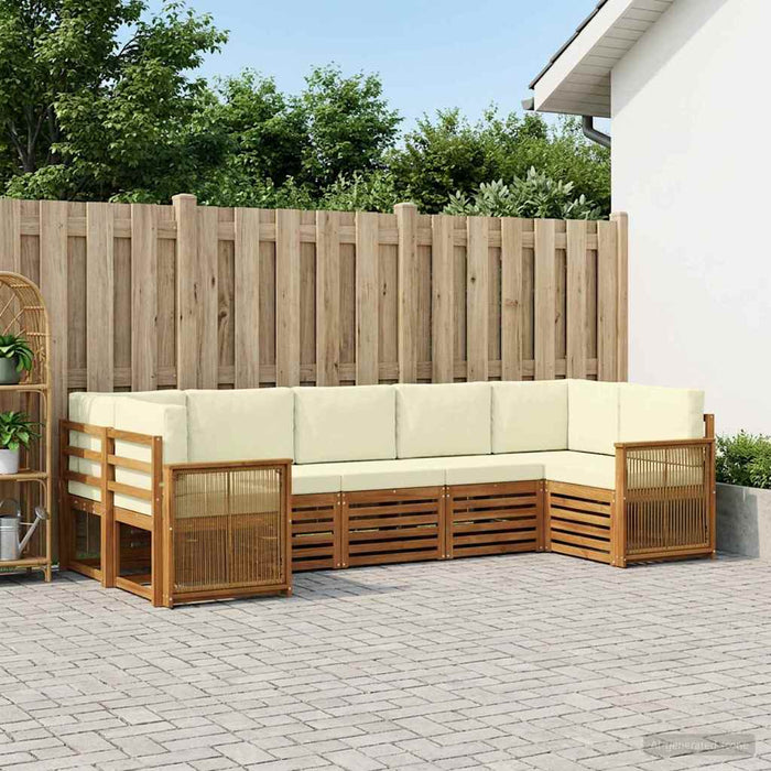 Set canapea sectională cu pernă 6 pcs Natural și Crem WALTI