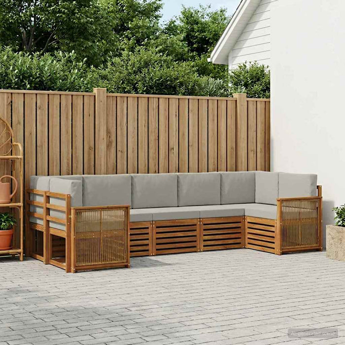 Set canapea sectională cu pernă 6 pcs Natural și gri deschis - WALTI WALTI