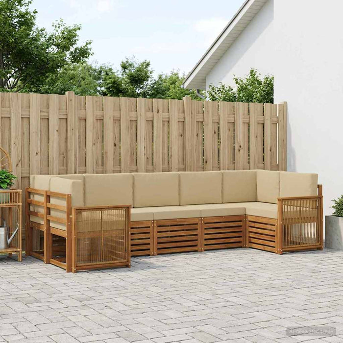 Set canapea sectională cu pernă 6 pcs natural WALTI