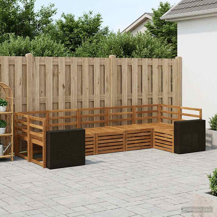 Set canapea sectională 7 pcs natural Lemn Solid de Acacia WALTI