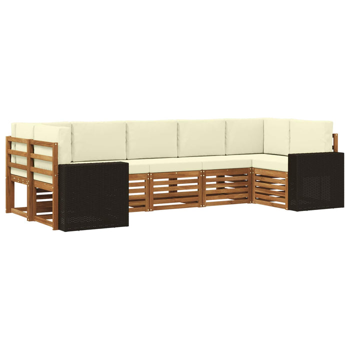 Set canapea sectională cu pernă 7 pcs Natural și Crem Poliester WALTI