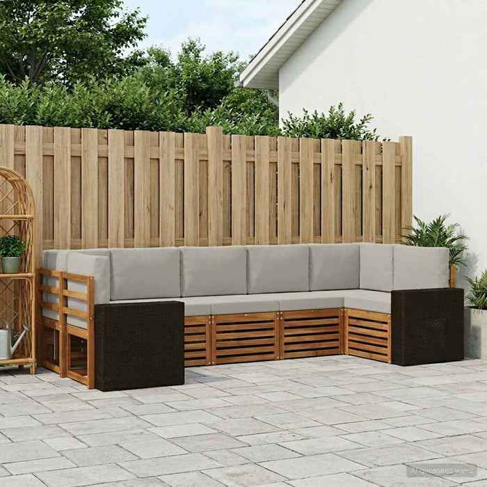 Set canapea sectională 7 pcs Natural și gri deschis Poliester WALTI