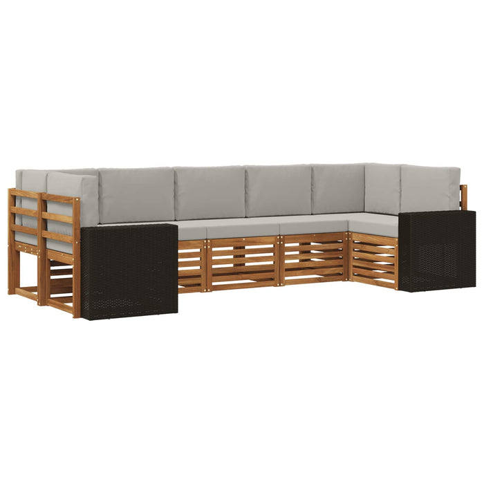 Set canapea sectională 7 pcs Natural și gri deschis Poliester WALTI