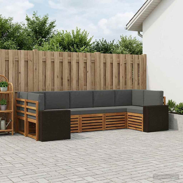 Set canapea sectională 7 pcs Natural și Antracit Poliester WALTI