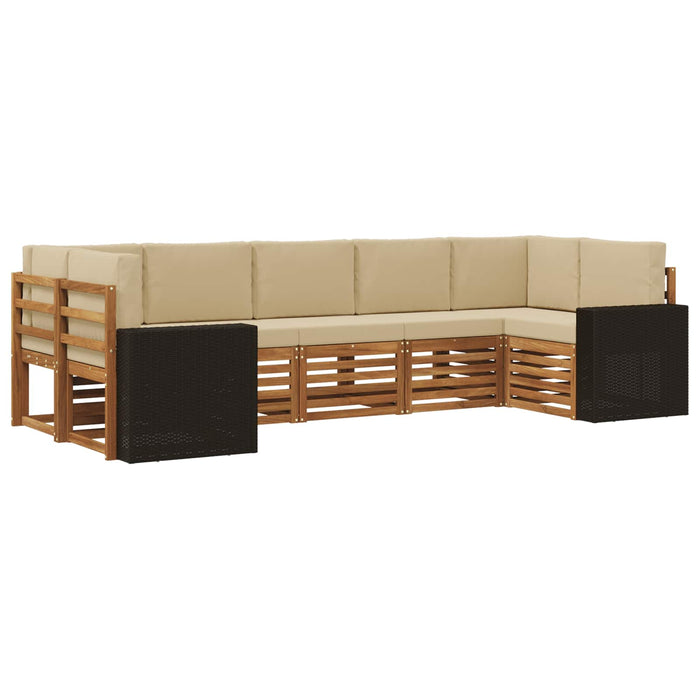 Set canapea sectională cu pernă 7 pcs Natural și Bej Poliester WALTI