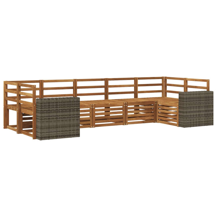 Set canapea sectională 7 pcs natural Lemn Solid de Acacia WALTI