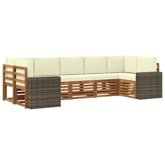 Set canapea sectională cu pernă 7 pcs Natural și Crem Poliester WALTI