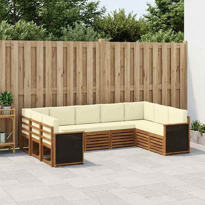 Set canapea sectională cu pernă 7 pcs Natural și Crem WALTI