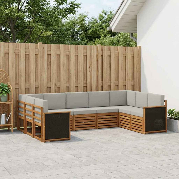 Set canapea sectională cu pernă 7 pcs Natural și gri deschis WALTI
