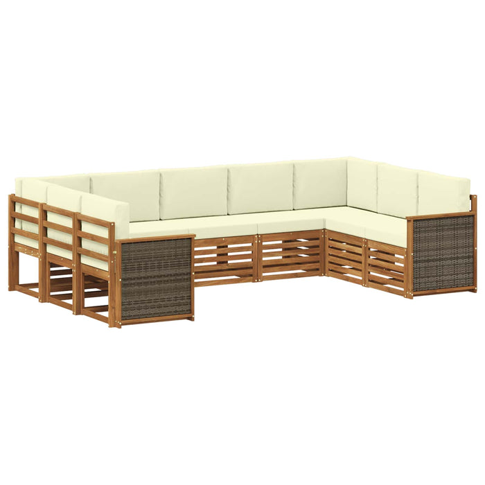 Set canapea sectională cu pernă 7 pcs Natural și Crem WALTI