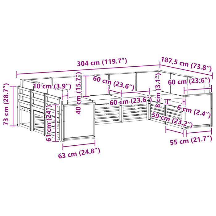 Set canapea sectională cu pernă 7 pcs Natural și Crem WALTI