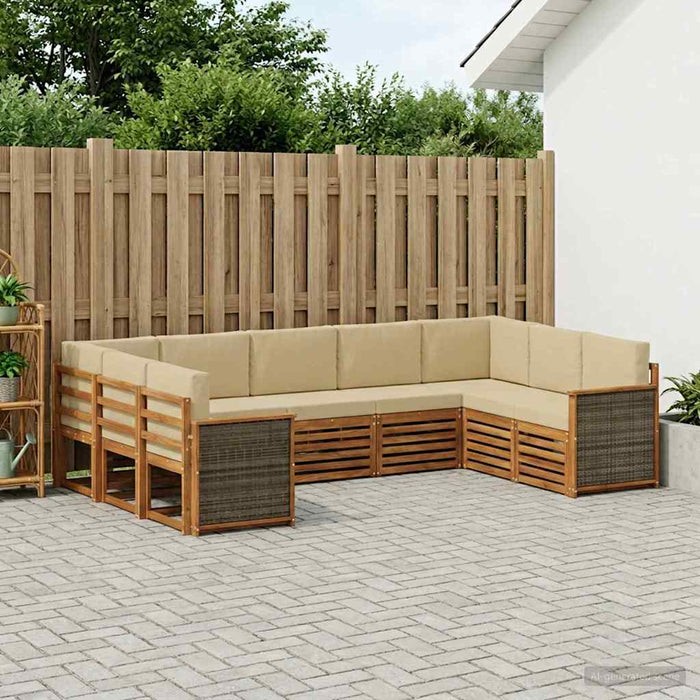 Set canapea sectională cu pernă 7 pcs natural WALTI