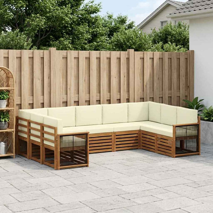 Set canapea sectională cu pernă 7 pcs Natural și Crem WALTI