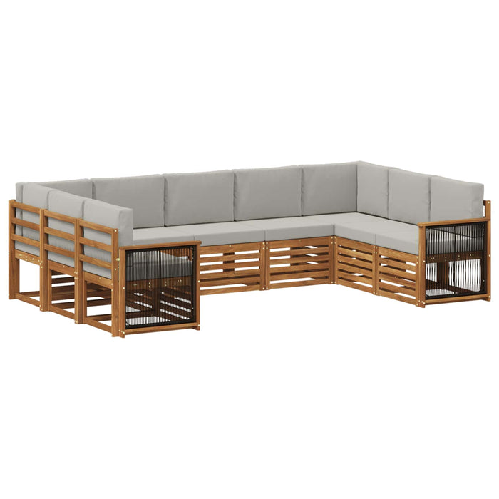 Set canapea sectională cu pernă 7 pcs Natural și gri deschis WALTI